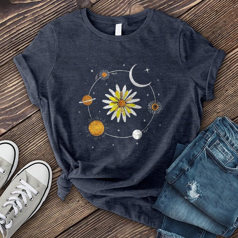   Floral Sun Moon Print Designer T-shirt - Neojana