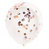 10 Pack | 12" Clear/Rose Gold Confetti Filled Latex Helium Balloons