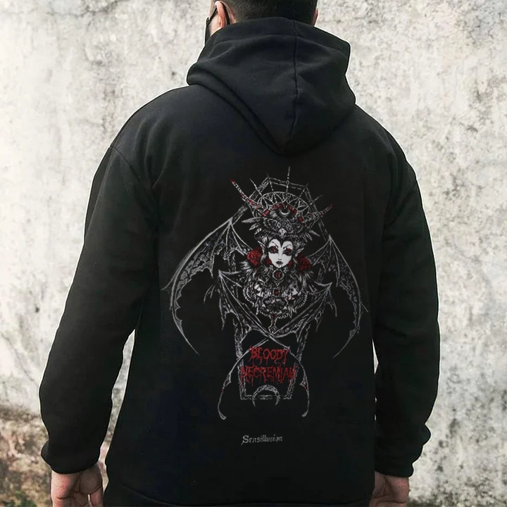 🩸Gothic Vampire Queen 🩸Black Printed Hoodie