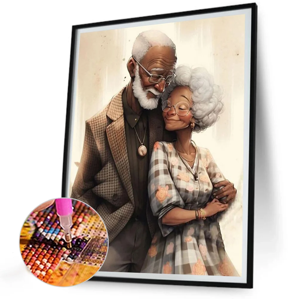 Full Round Diamond Painting 30*40cm - Elderly Couple