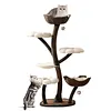 [US Local Warehouse] 59In Flower Shaped Cats Tree with Scratching Posts Unique Nest Jumping Platform Tower Dtachable Multi Level Pets Furniture for Large & Multi-Cat Homes