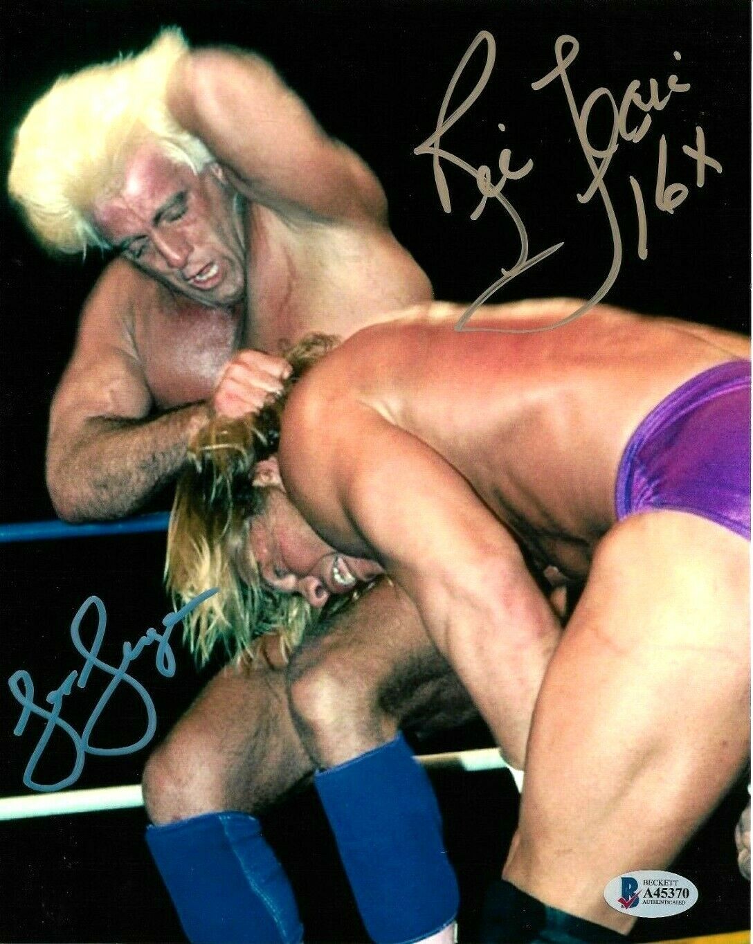 WWE RIC FLAIR AND LEX LUGER HAND SIGNED 8X10 Photo Poster painting WITH BECKETT LOA RARE 5