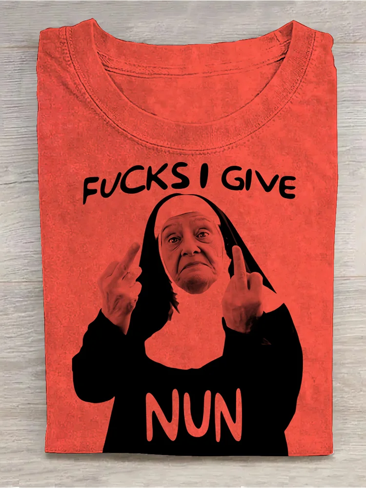 Teecade Teecade Fucks I Give Nun None Middle Finger T-shirt