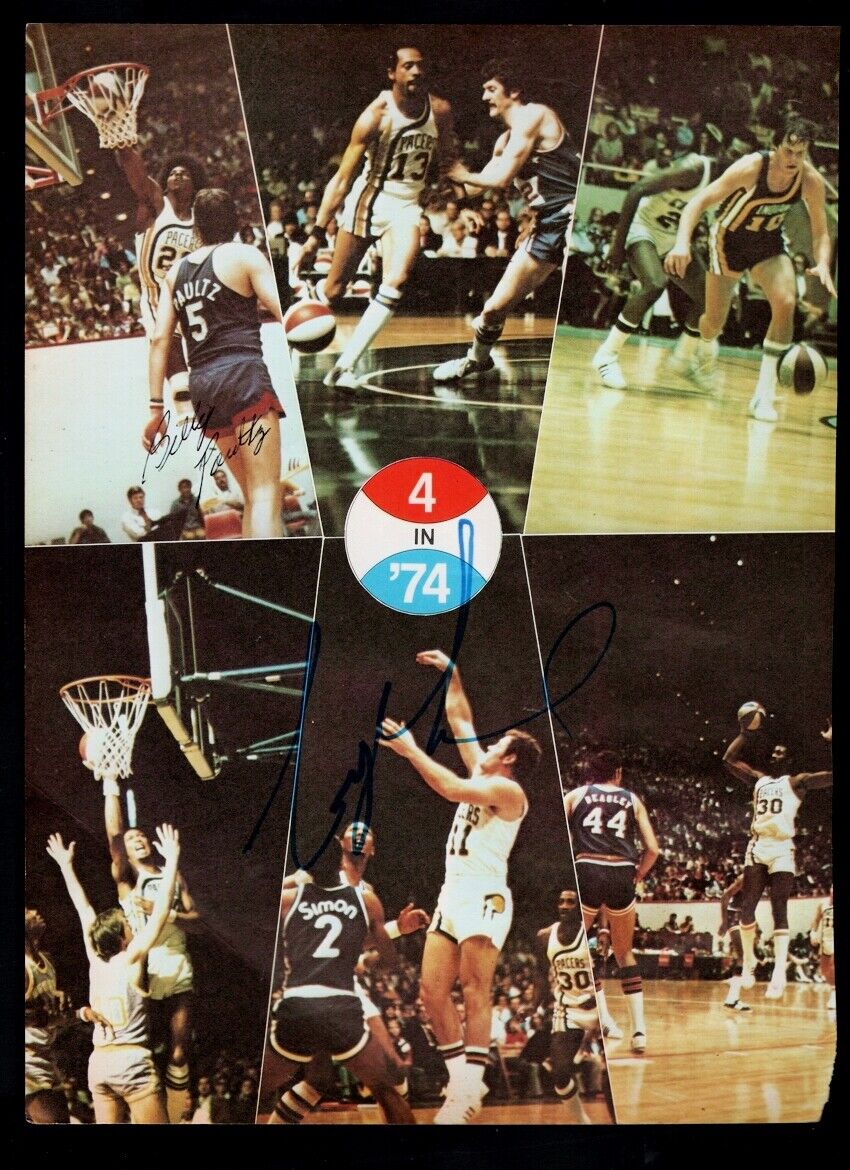 1974 INDIANA PACERS-ABA-BILLY KELLER-BILLY PAULTZ 8.5 X 11 AUTOGRAPHED Photo Poster painting