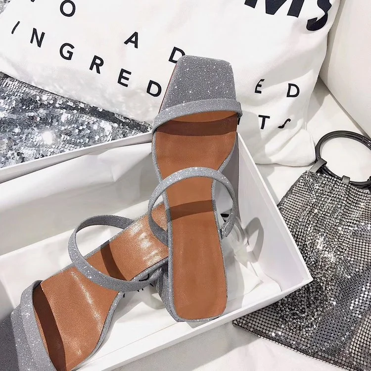 Qengg Slippers Med Heels Party Mules Shoes Ladies 2020 New Women Slides Fashion Shoes Female Concise PU Shoes Ladies Slippers