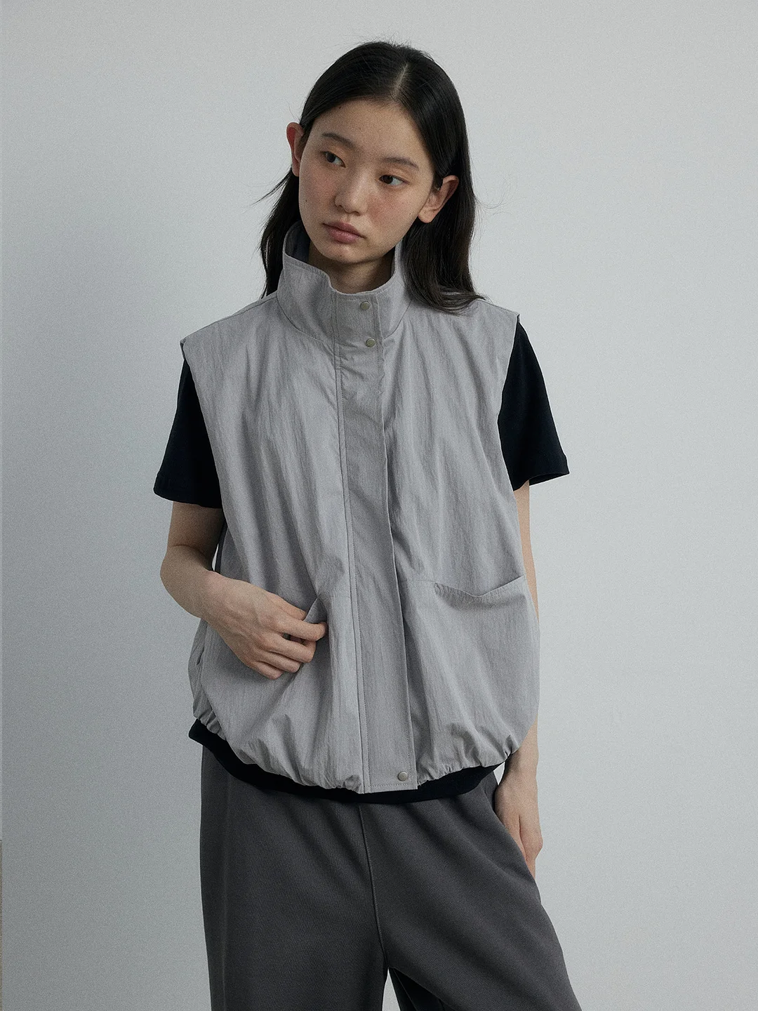 Toloer [Daihe] Autumn New Leisure Stand Collar Easy And Simple Temperament Joker Anti-Wrinkle Vest Coat Female H7429-Outfit Ideas