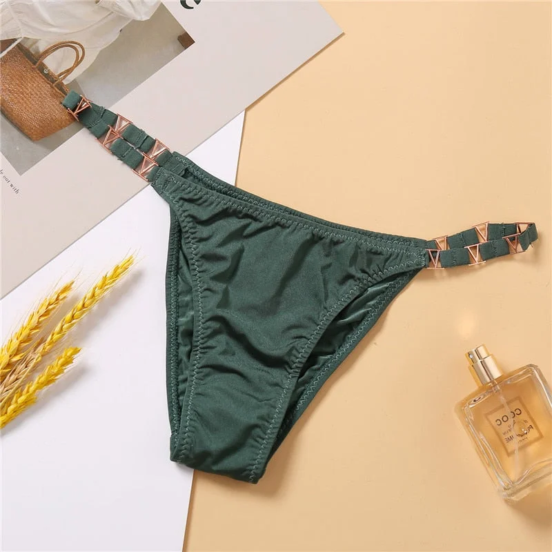 Women G-String Shinny Metal Waist Elastic T-back Slip Panty Female Nightclub Bright Thongs Women's Underpants Sexy Woman Brief