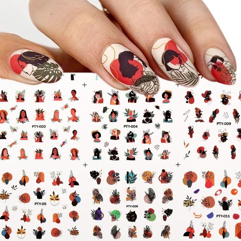 12pcs Valentines Love Letter Water Decals Flower Sliders Nail Stickers for Manicure Nail Art Decoration Transfer Water Sticker-Nail Inspo