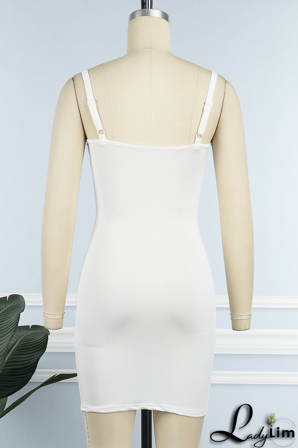 White Sexy Casual Solid Backless Spaghetti Strap Sleeveless Dress Dresses