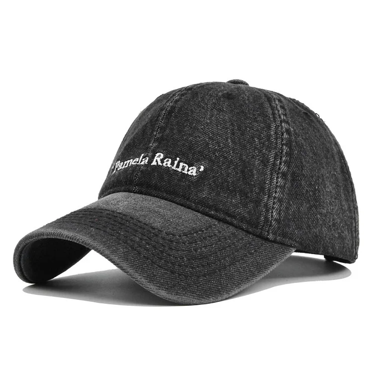 Cross-Border Water-Washing Embroidery Cowboy Hat Pamela Raina Embroidered Baseball Cap Retro Peaked Cap Distressed Cap