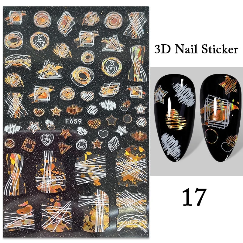 Iridescent Feathers 3D Nail Stickers Holographic Laser Flower Leaf Stickers Spring Summer Slider For Nails Manicures Decoration-Nail Inspo
