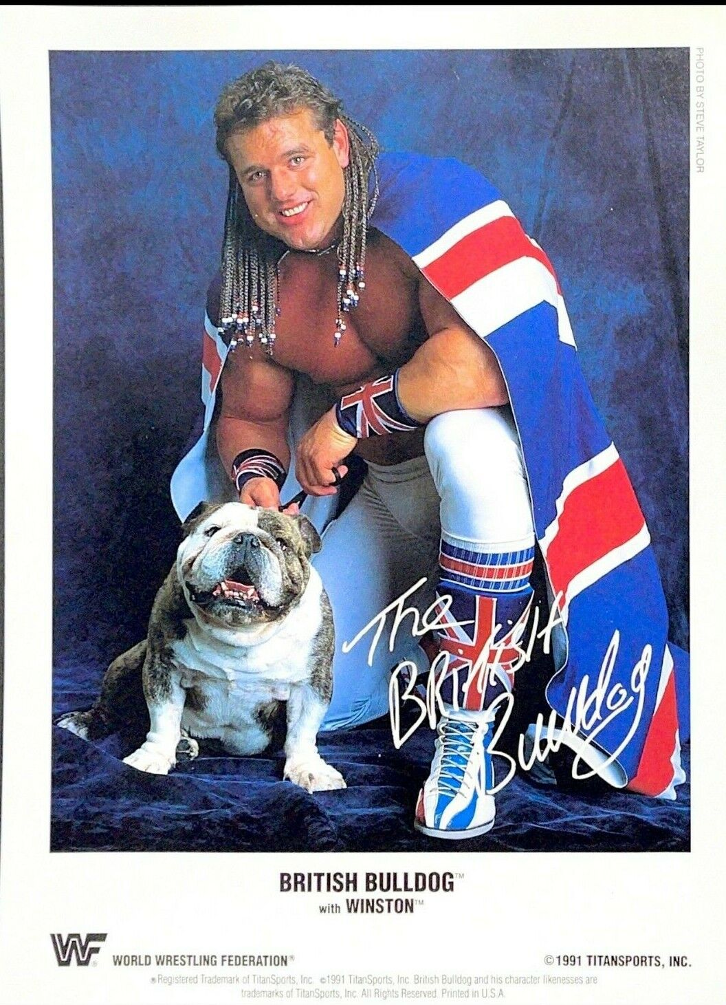 WWE BRITISH BULLDOG 1991 OFFICIAL LICENSED 8.5X11 ORIGINAL FACSIMILE PROMO Photo Poster painting