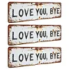 Love You Bye Vintage Metal Wall Sign with Distressed Finish for Hallway & Stairs