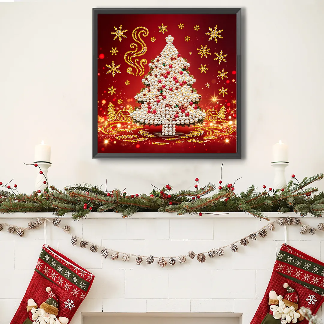Tree DIY Pearl Painting Bead Art Kit Frameless Canvas 30x30cm