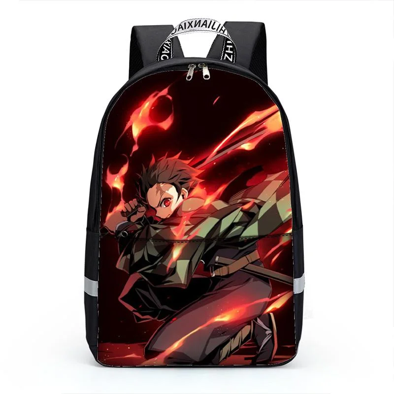 Buzzdaisy Demon Slayer 3D Printed School Bag Casual Backpack Daypacks for Kids Teens Three-piece Set