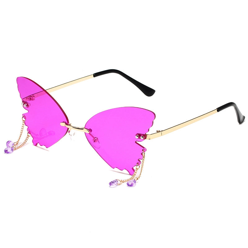 IG Style Hip-Hop Solid Color Pc Butterfly Frame Frameless Women’s Sunglasses