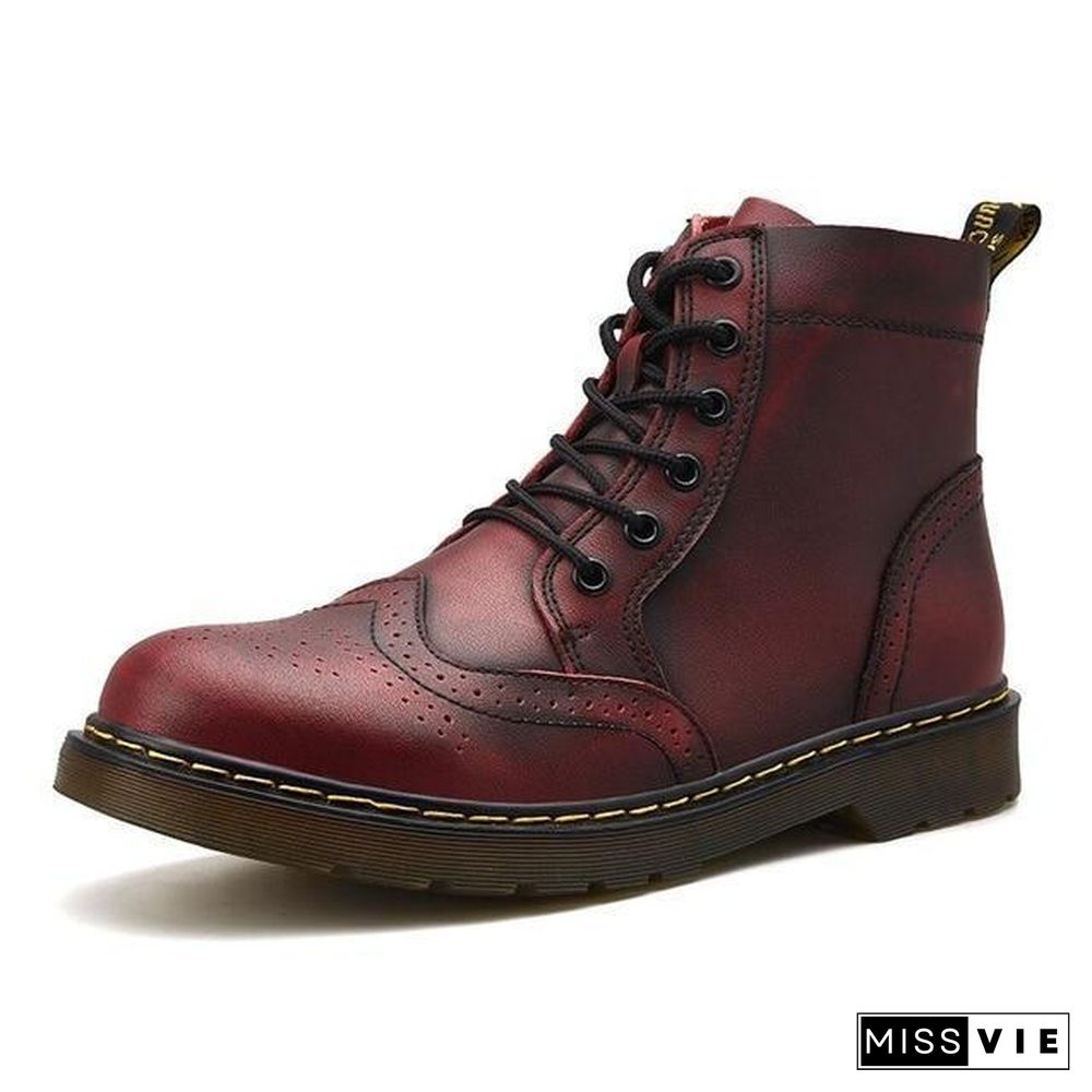 Leather Men Boots Winter Waterproof Ankle Boots Riding Boots Outdoor Working Snow Boots Men Shoes