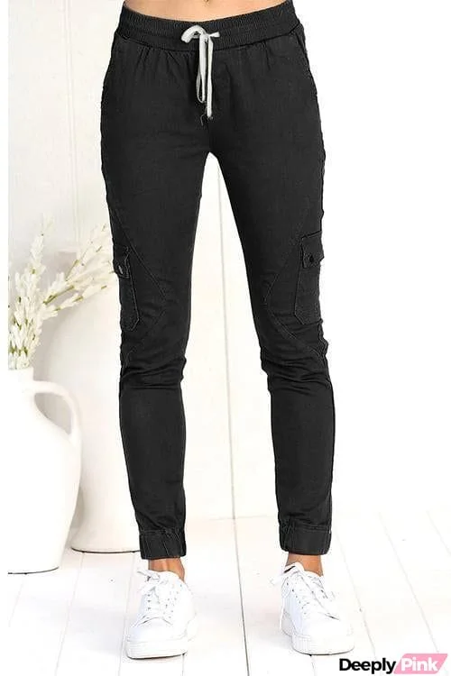 Pocket Drawstring Skinny Pants