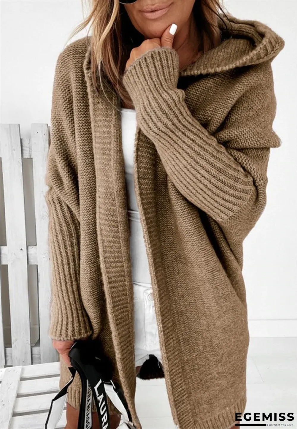 Hooded Bat-shaped Soft Loose Back Stitching Sweater | EGEMISS