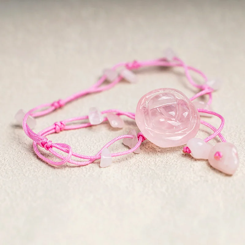 Amethyst Pink Crystal Green Aventurine Rose Inner Peace Healing Anklet