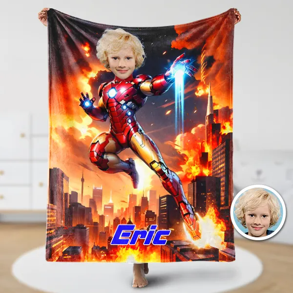 Custom Hero Boy Blankets Personalized Face & Name Hero Blanket Gifts For Boys elevenforest