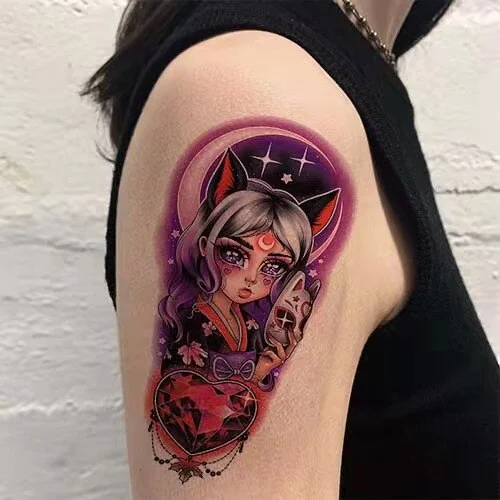 Sdrawing Anime Tattoo Sticker Waterproof for Men Women Body Art Personality Cool Butterfly Fake Tattoo Arm Thigh Pattern Temporary Tattoo