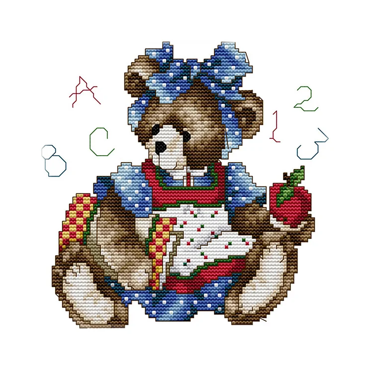 Cartoon Bear9 14CT Printed Cross Stitch Kits (21*21CM) fgoby