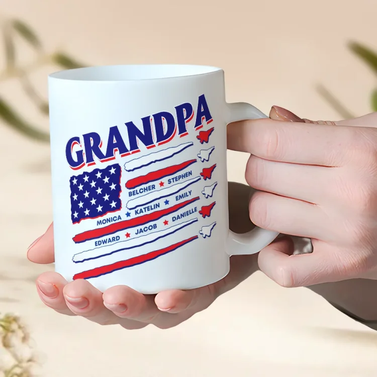 Personalized Ceramic Mug- For Dad Grandpa 4TH Of July Air Force Independence Day