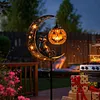 Iron Black Cat Moon Ground Lamp with Auto On/Off Solar-Powered Garden Light