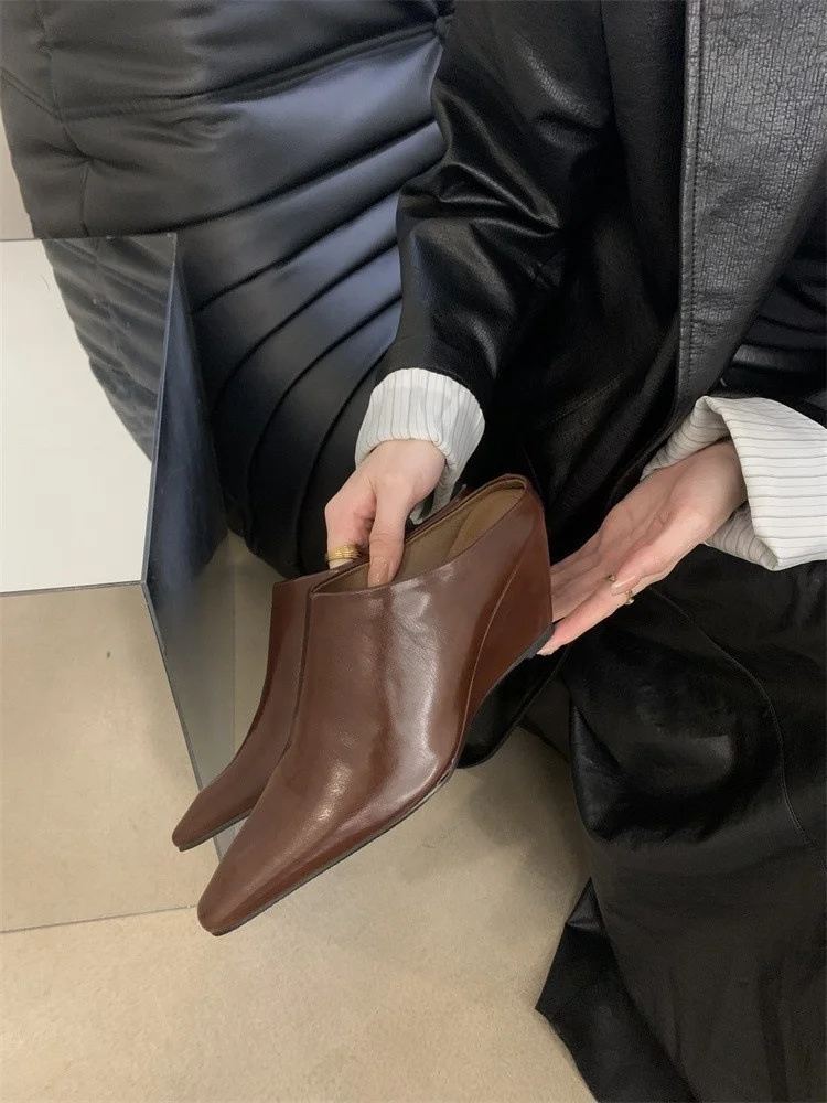 Breakj Breakj Half Slippers Women Small Head Slope And High Heel Cool Drag Fashion Outside Wearing Coarse Heel Lazy Muller Shoes