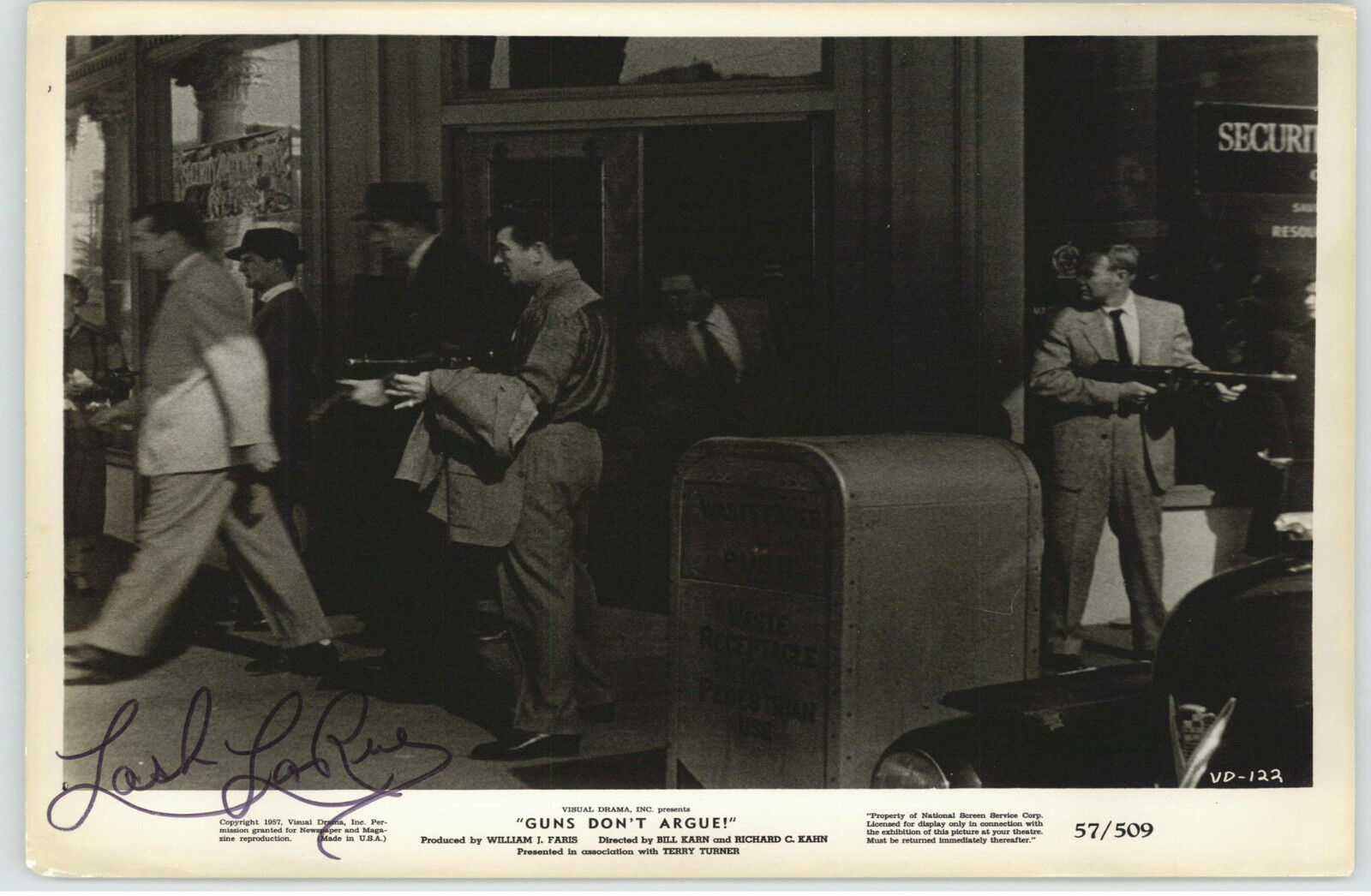 LASH LARUE ACTOR (DECEASED) GUNS DON'T ARGUE' SIGNED 8X10 JSA COA #P41654