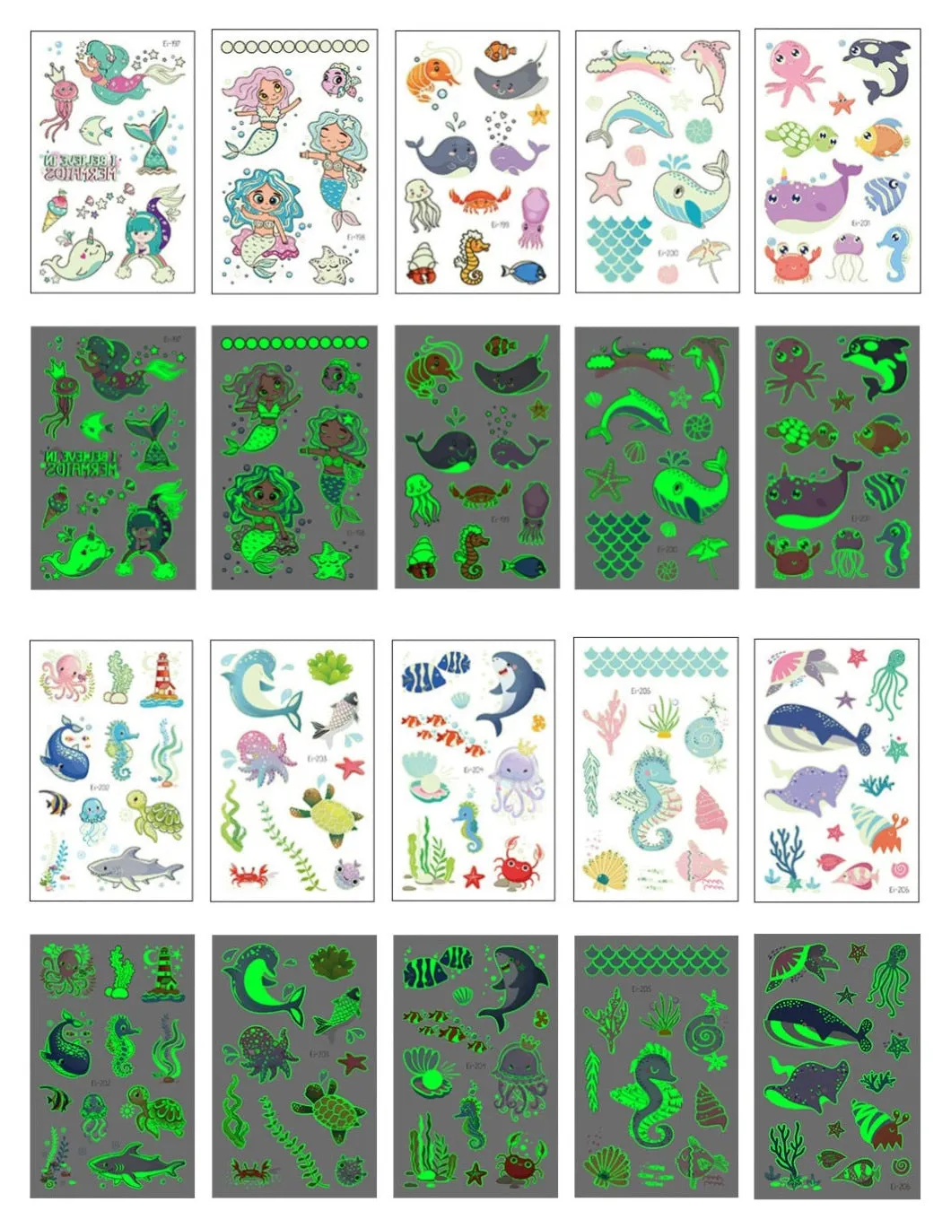 10-20pcs/set Colorful Halloween Skull Head Temporary Tattoo Sticker Child Adult Body Art Water Transfer Fake Tattoo for Face