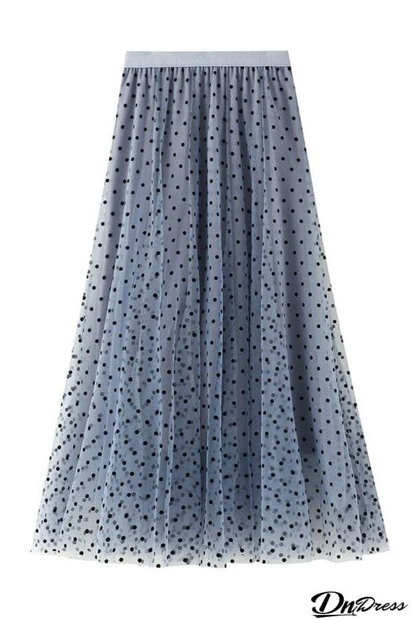 Polka dot high waist gauze skirt princess dress