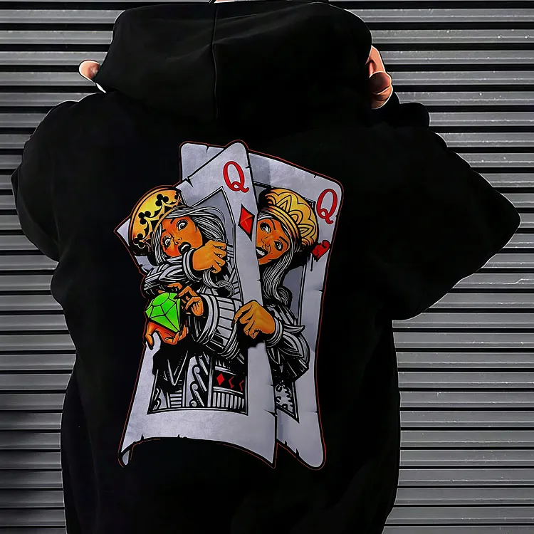 Queen Of Diamonds Printed Men's Hoodie