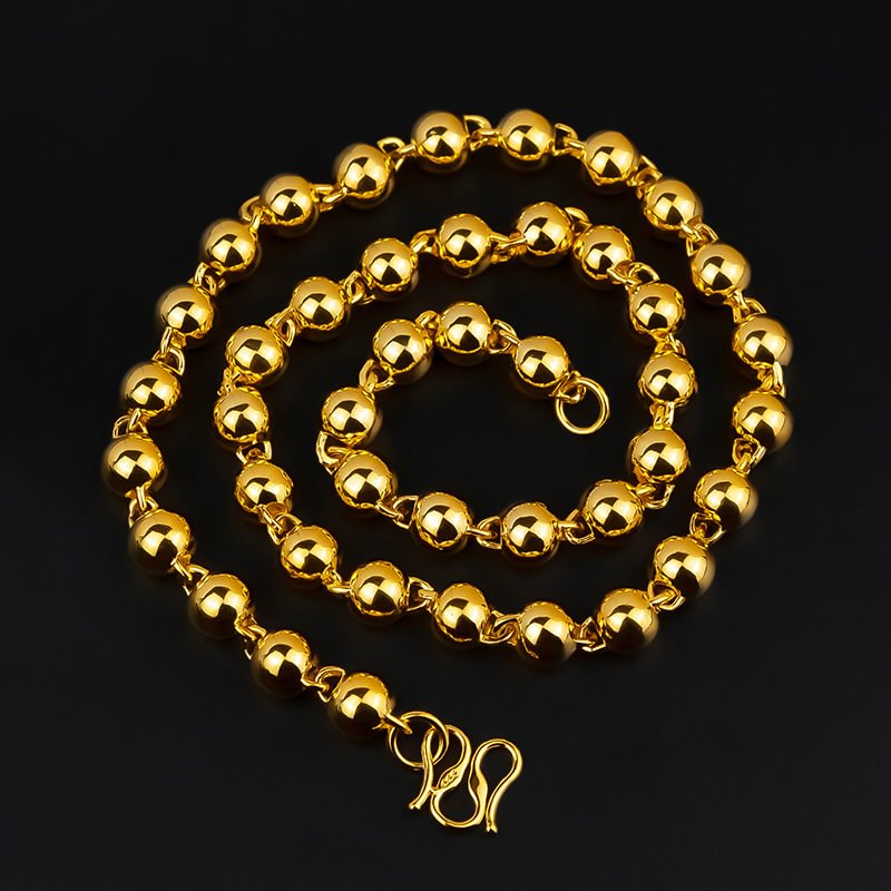 10MM 18K Gold Plated Bead Chain Men Jewelry-VESSFUL