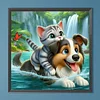 Diamond Painting-DIY Full Round Drill Lake Tour Kitten Puppy