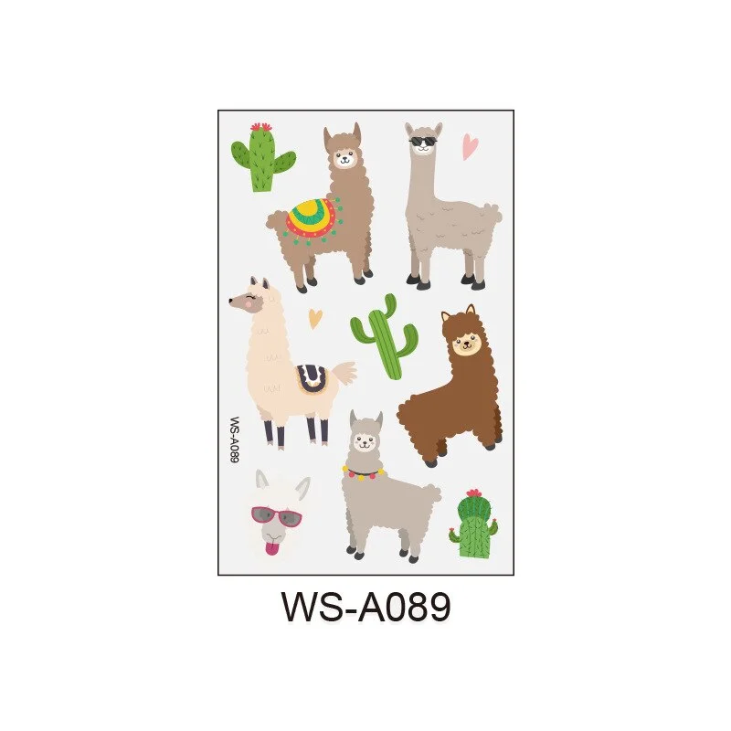 Alpaca Tattoo Stickers Fake Tattoos Paste on Face Arm Leg for Cute Kids Body Art Sticker