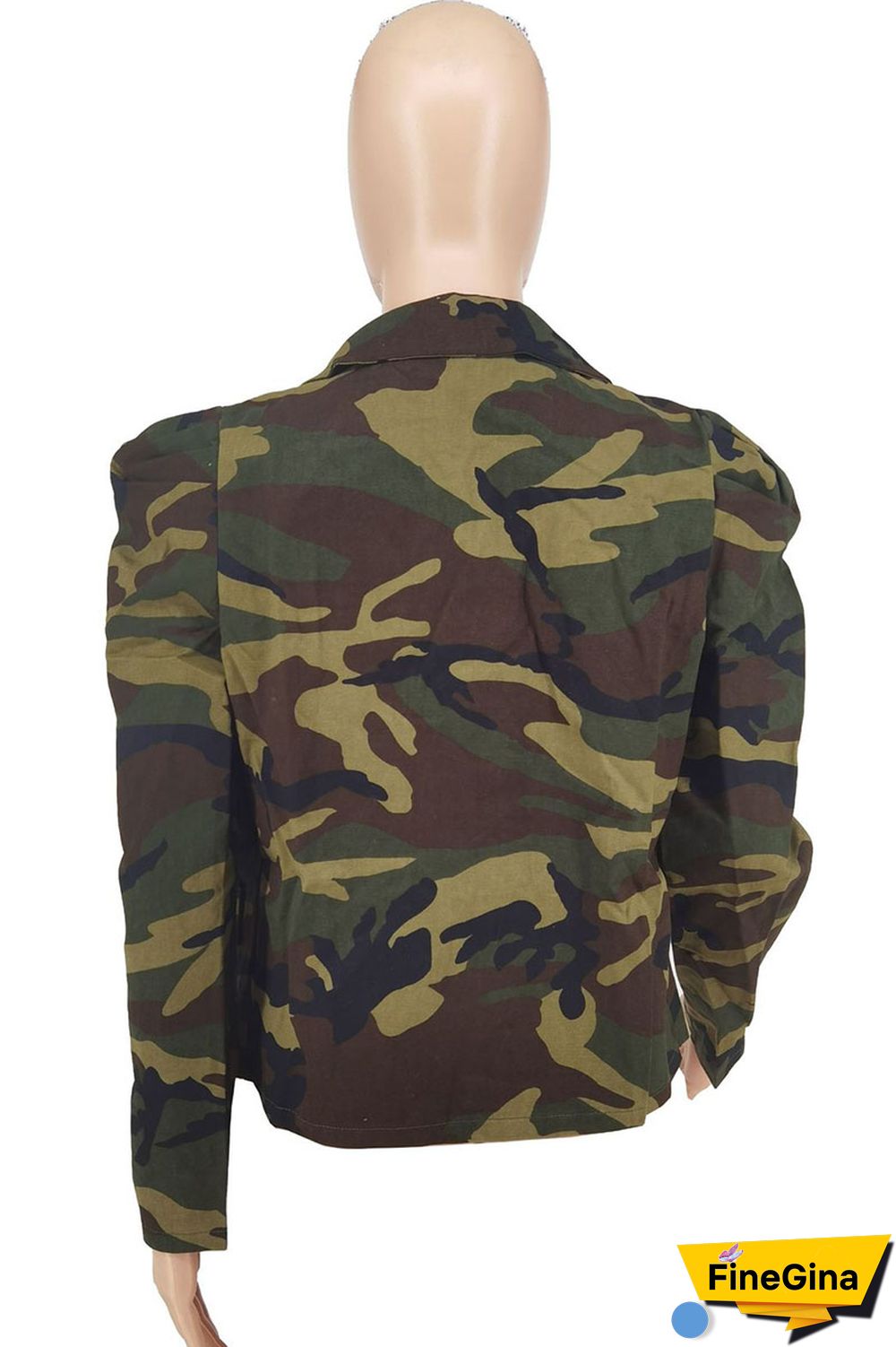 White Casual Print Patchwork Buttons Turn-back Collar Outerwear