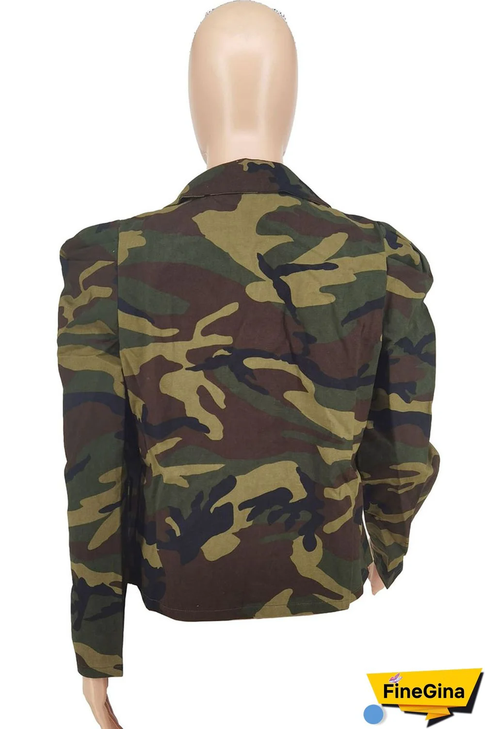 White Casual Print Patchwork Buttons Turn-back Collar Outerwear