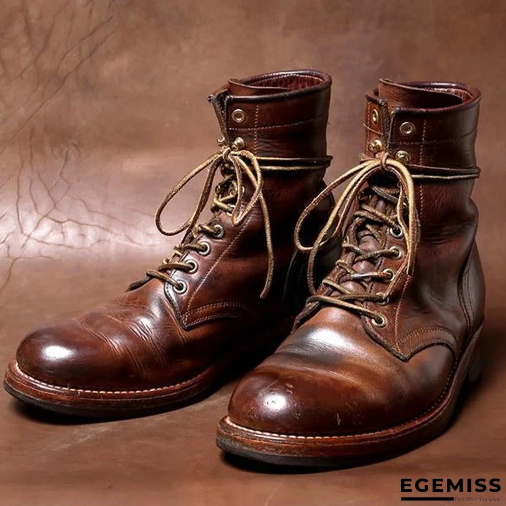 Men's Retro Lace Up Round Toe Martin Boots | EGEMISS
