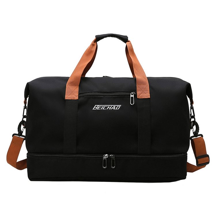 Travel Luggage Duffle Bag Large Capacity Dry Wet Weekend Crossbody Bag (Black)