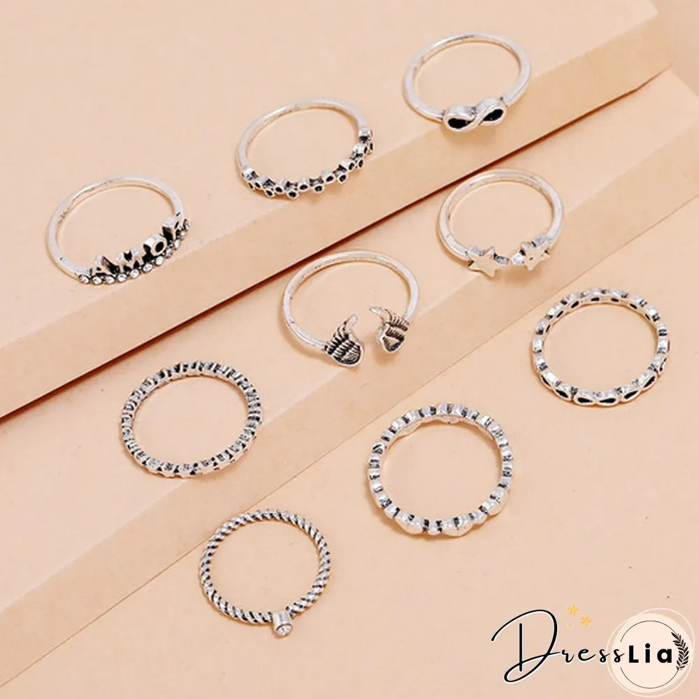 Personality Geometry 9PCS Ring Set