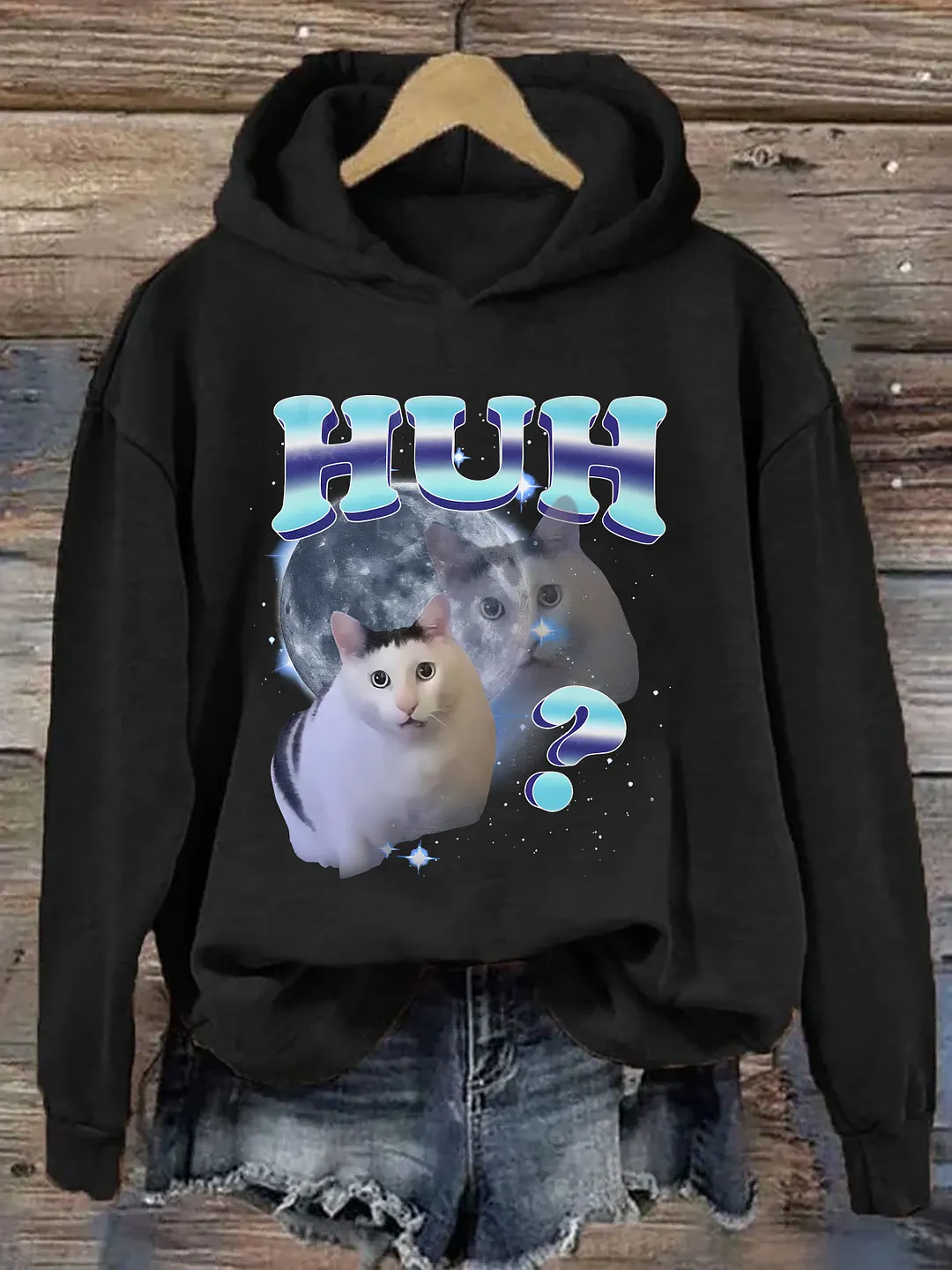 HUH Funny Cat Meme Hoodie