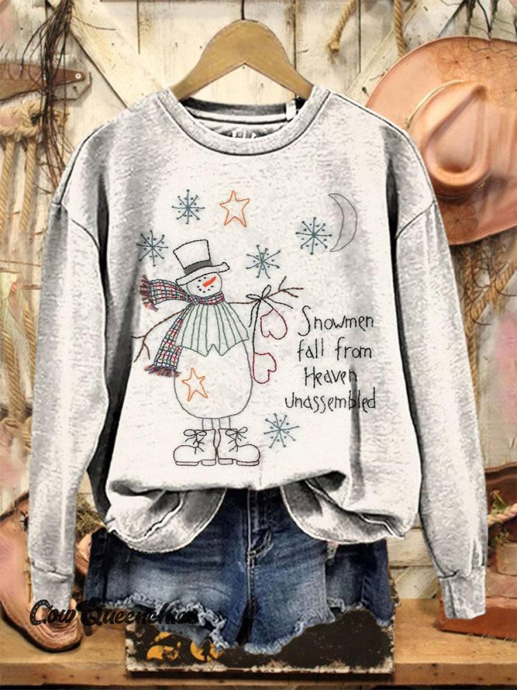 Vintage Christmas Art Print Casual Cotton Sweatshirt Multicolor / S
