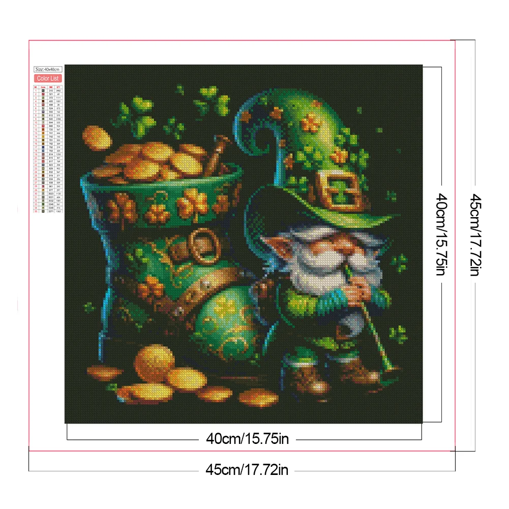 Diamond Painting - Full Square Drill - St. Patrick Day Gnome(Canvas|45*45cm)