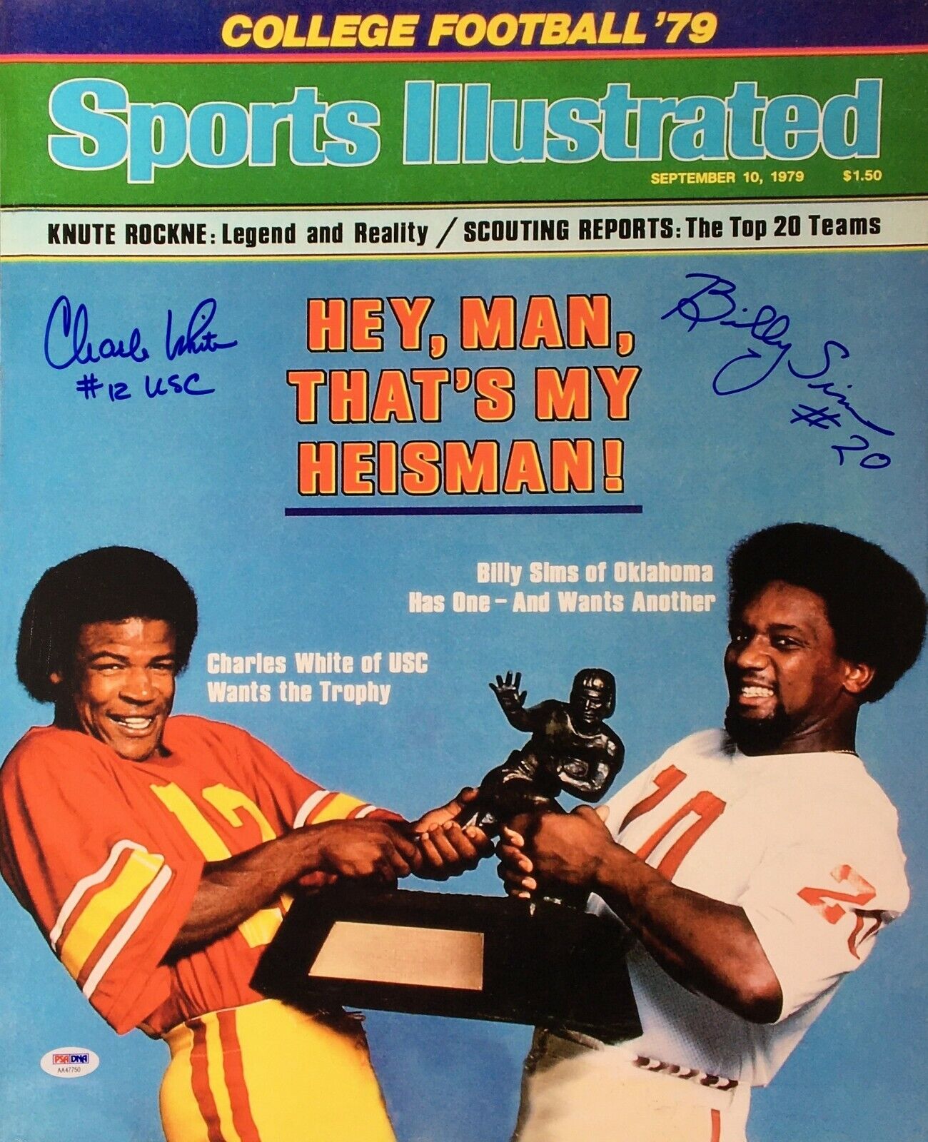 Charles White & Billy Sims Signed Sports Illustrated 16x20 Photo Poster painting PSA AA47750