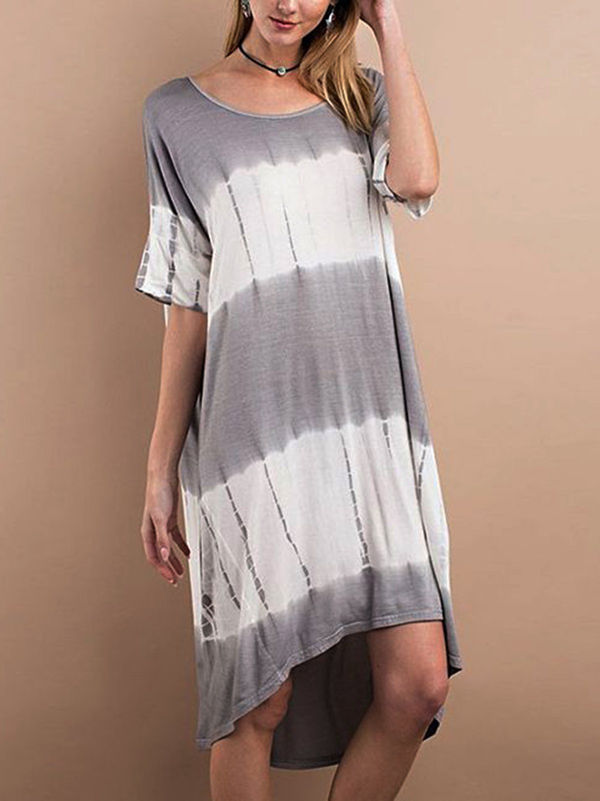 Short Sleeve Casual Plain Dresses