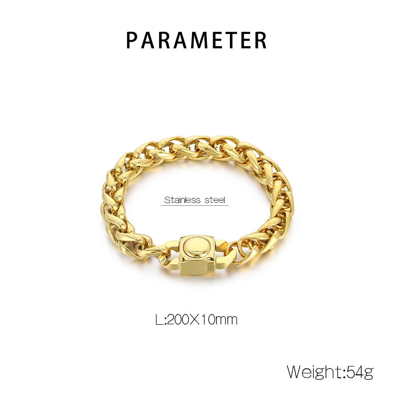 Fashion Stainless Steel 10mm Basket Chain Woven Chain Casting Buckle Necklace