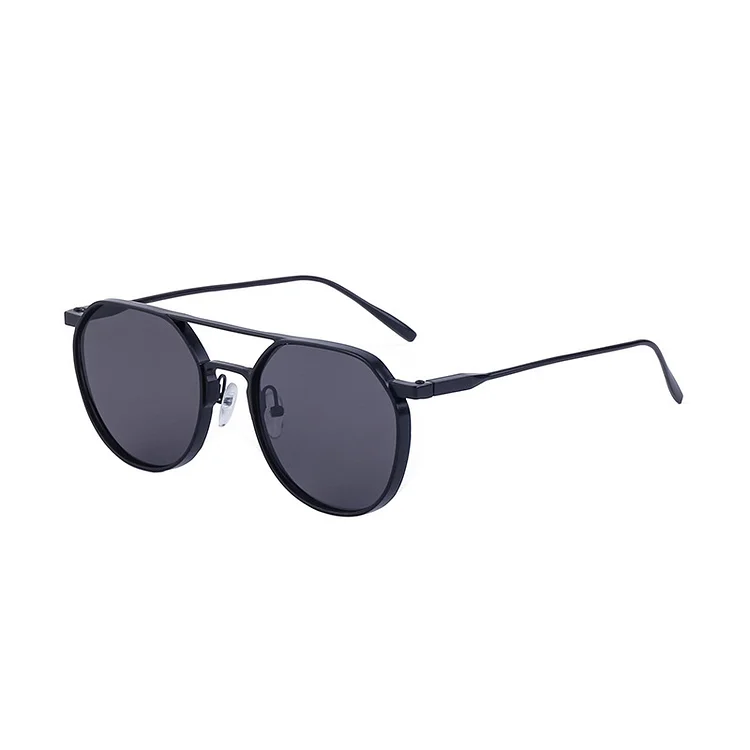 Retro Oval Frame Metal Double Bridge Driving Sunglasses