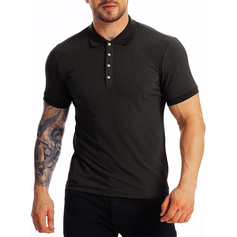Aonga  Mens Muscle Polo Shirts Short Sleeve Slim Fit Quick Dry T-Shirts For Men Golf Tennis Workout Fitness Casual Knitting Tops